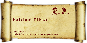 Reicher Miksa névjegykártya